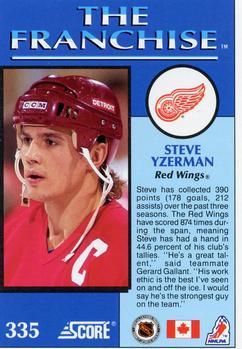 1991-92 Score Canadian English #335 Steve Yzerman Back