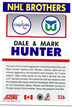 1991-92 Score Canadian English #336 Dale Hunter / Mark Hunter Back
