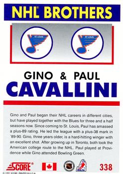 1991-92 Score Canadian English #338 Gino Cavallini / Paul Cavallini Back