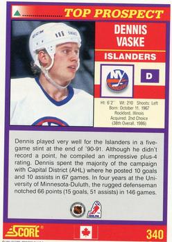 1991-92 Score Canadian English #340 Dennis Vaske Back