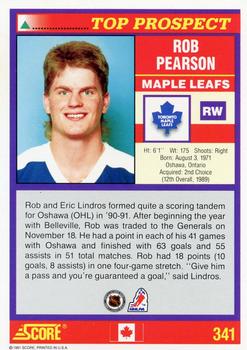 1991-92 Score Canadian English #341 Rob Pearson Back