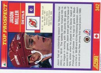 1991-92 Score Canadian English #342 Jason Miller Back