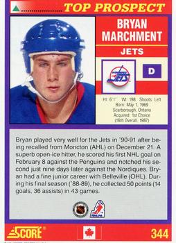1991-92 Score Canadian English #344 Bryan Marchment Back