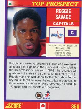 1991-92 Score Canadian English #350 Reggie Savage Back