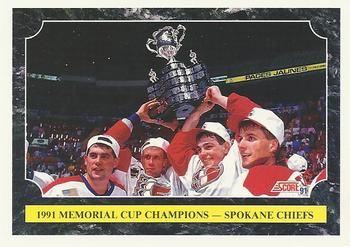 1991-92 Score Canadian English #360 Memorial Cup Champions Front