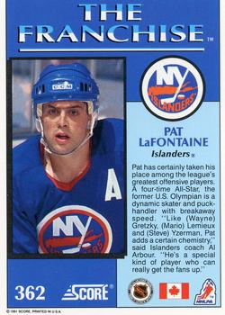 1991-92 Score Canadian English #362 Pat LaFontaine Back