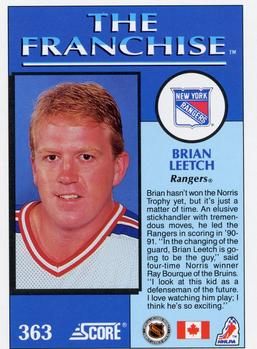 1991-92 Score Canadian English #363 Brian Leetch Back
