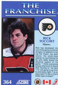 1991-92 Score Canadian English #364 Rick Tocchet Back