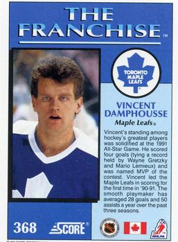 1991-92 Score Canadian English #368 Vincent Damphousse Back