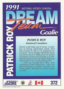 1991-92 Score Canadian English #372 Patrick Roy Back