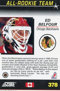 1991-92 Score Canadian English #378 Ed Belfour Back