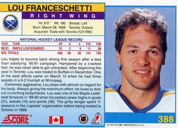 1991-92 Score Canadian English #388 Lou Franceschetti Back