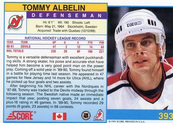 1991-92 Score Canadian English #393 Tommy Albelin Back