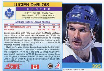 1991-92 Score Canadian English #395 Lucien DeBlois Back