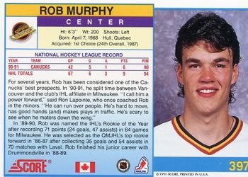 1991-92 Score Canadian English #397 Rob Murphy Back