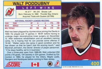 1991-92 Score Canadian English #400 Walt Poddubny Back