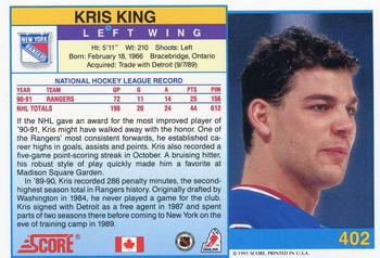 1991-92 Score Canadian English #402 Kris King Back