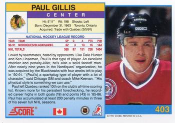 1991-92 Score Canadian English #403 Paul Gillis Back