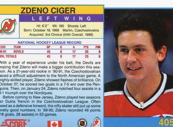 1991-92 Score Canadian English #405 Zdeno Ciger Back