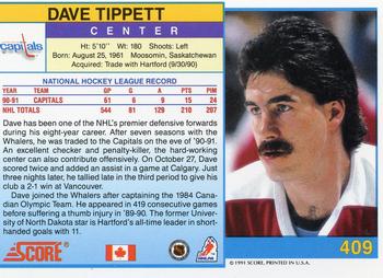 1991-92 Score Canadian English #409 Dave Tippett Back