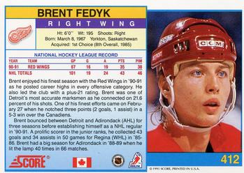 1991-92 Score Canadian English #412 Brent Fedyk Back