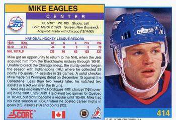 1991-92 Score Canadian English #414 Mike Eagles Back