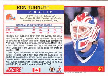 1991-92 Score Canadian English #41 Ron Tugnutt Back