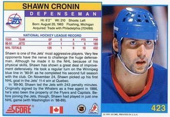 1991-92 Score Canadian English #423 Shawn Cronin Back