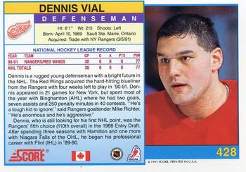 1991-92 Score Canadian English #428 Dennis Vial Back