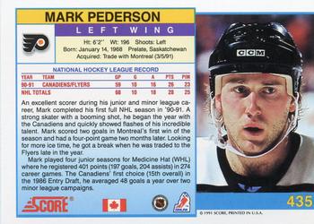 1991-92 Score Canadian English #435 Mark Pederson Back