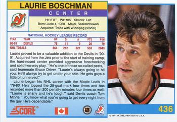 1991-92 Score Canadian English #436 Laurie Boschman Back