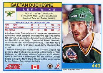 1991-92 Score Canadian English #440 Gaetan Duchesne Back