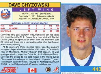 1991-92 Score Canadian English #443 Dave Chyzowski Back
