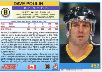 1991-92 Score Canadian English #452 Dave Poulin Back