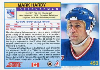 1991-92 Score Canadian English #453 Mark Hardy Back