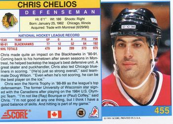 1991-92 Score Canadian English #455 Chris Chelios Back
