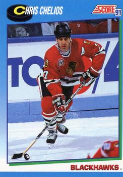 1991-92 Score Canadian English #455 Chris Chelios Front