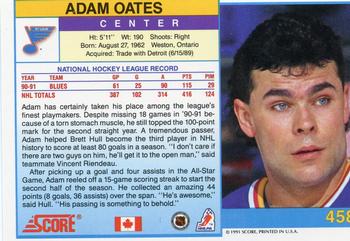 1991-92 Score Canadian English #458 Adam Oates Back