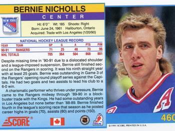 1991-92 Score Canadian English #460 Bernie Nicholls Back