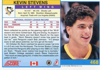 1991-92 Score Canadian English #468 Kevin Stevens Back