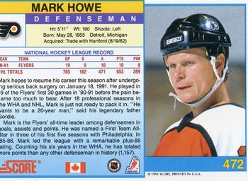 1991-92 Score Canadian English #472 Mark Howe Back
