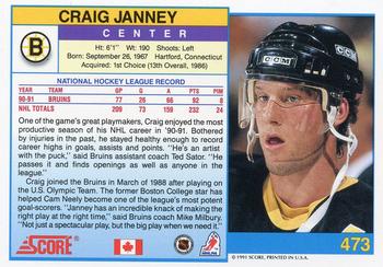 1991-92 Score Canadian English #473 Craig Janney Back