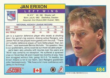1991-92 Score Canadian English #484 Jan Erixon Back