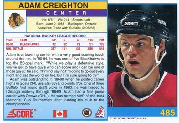 1991-92 Score Canadian English #485 Adam Creighton Back