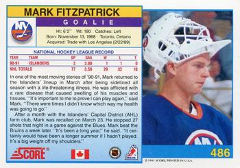 1991-92 Score Canadian English #486 Mark Fitzpatrick Back