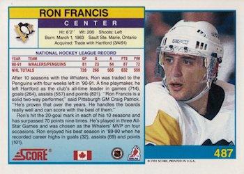 1991-92 Score Canadian English #487 Ron Francis Back