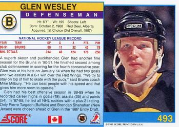 1991-92 Score Canadian English #493 Glen Wesley Back