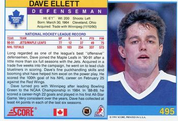 1991-92 Score Canadian English #495 Dave Ellett Back