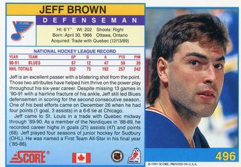 1991-92 Score Canadian English #496 Jeff Brown Back