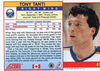 1991-92 Score Canadian English #49 Tony Tanti Back